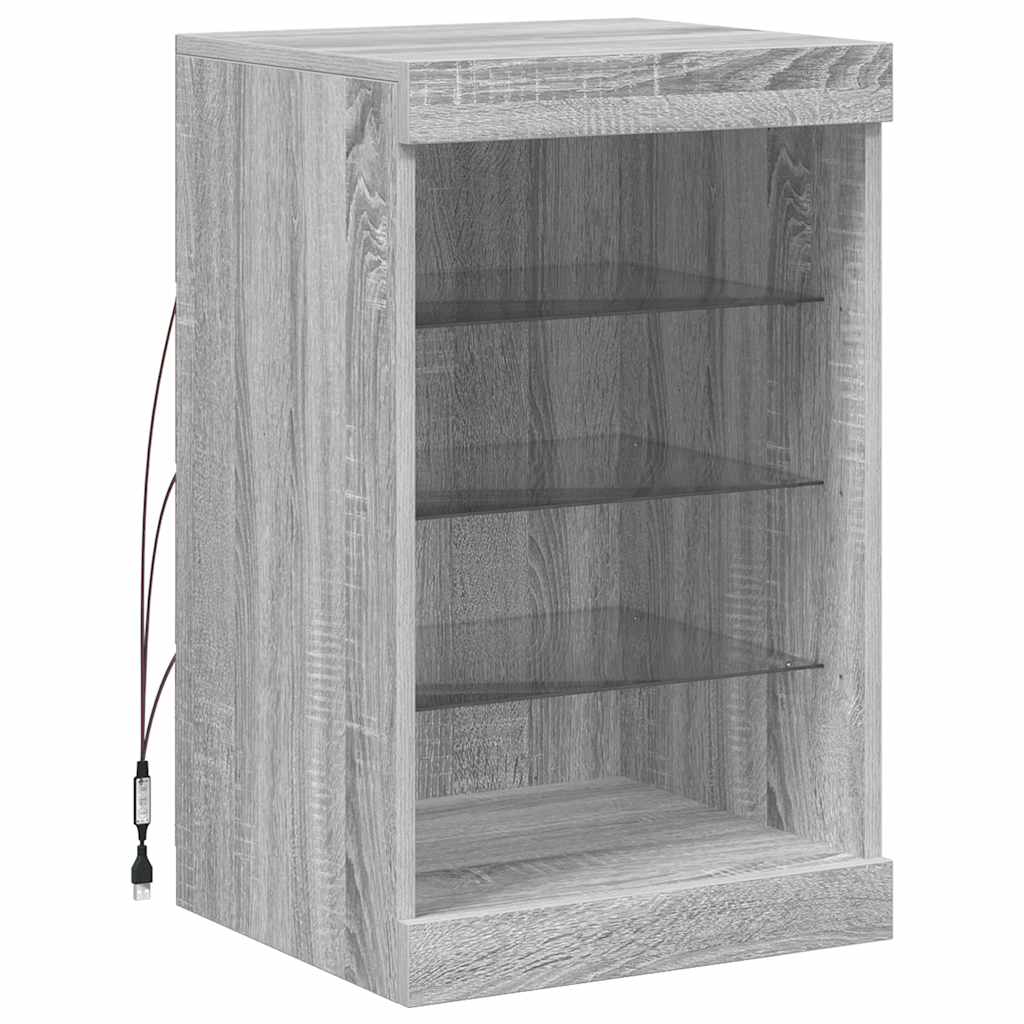 Sideboard with LED Lights Grey Sonoma 41x37x67 cm