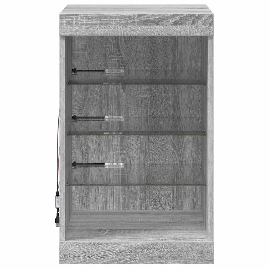 Sideboard with LED Lights Grey Sonoma 41x37x67 cm