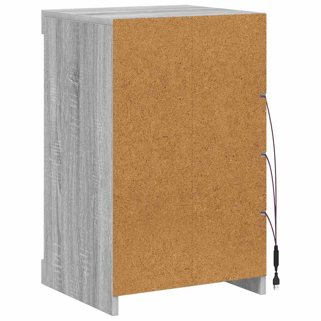 Sideboard with LED Lights Grey Sonoma 41x37x67 cm