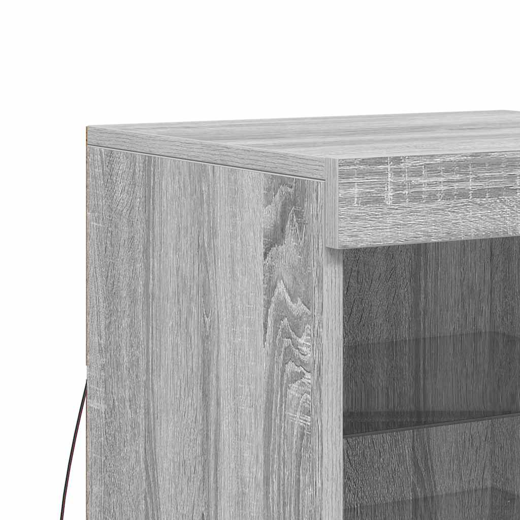Sideboard with LED Lights Grey Sonoma 41x37x67 cm