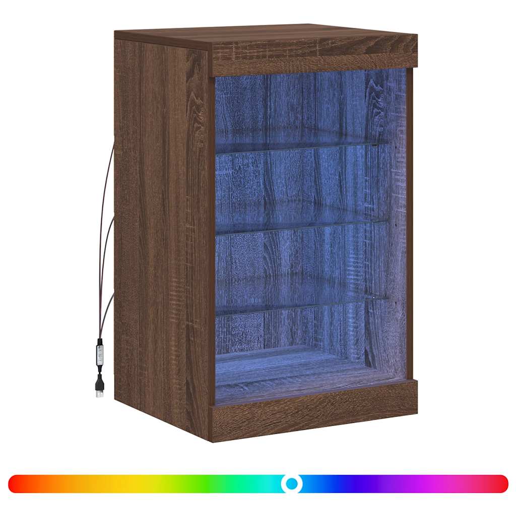 Sideboard with LED Lights Brown Oak 41x37x67 cm