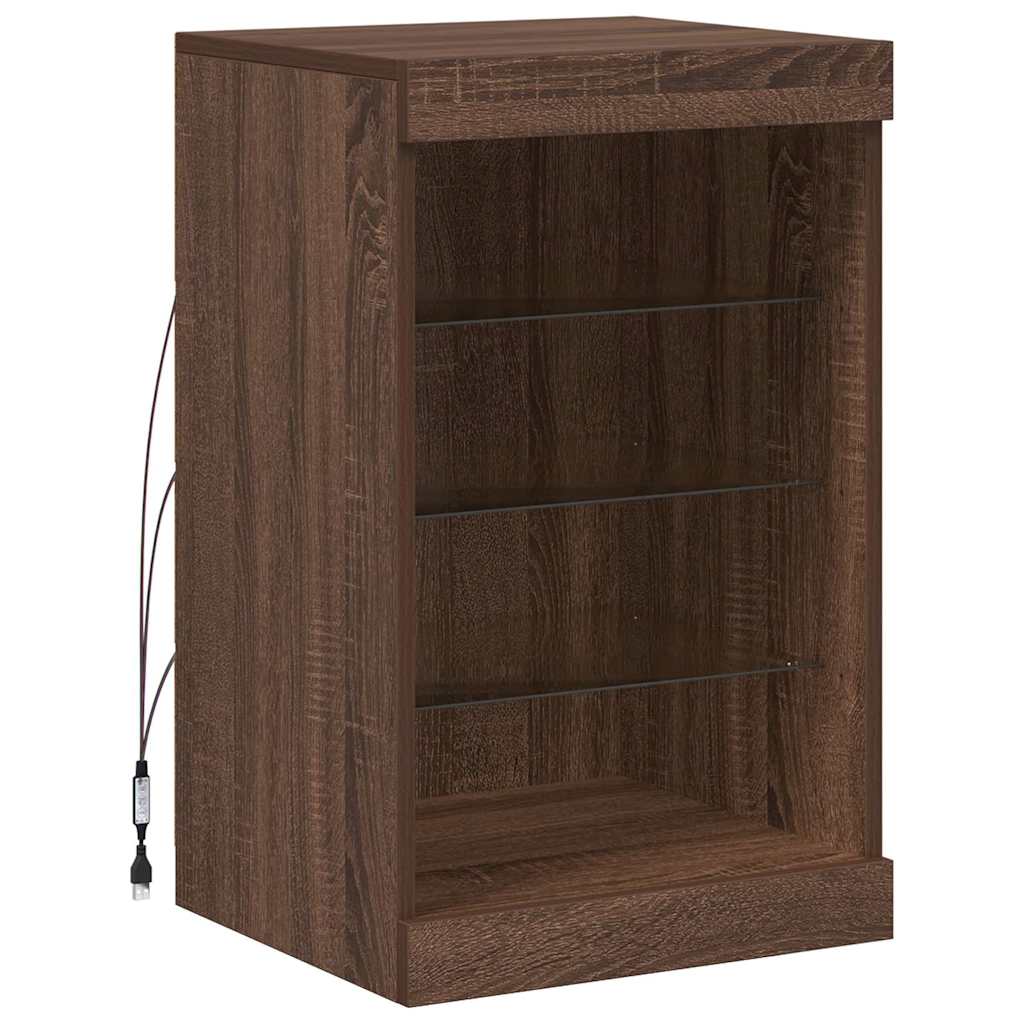 Sideboard with LED Lights Brown Oak 41x37x67 cm