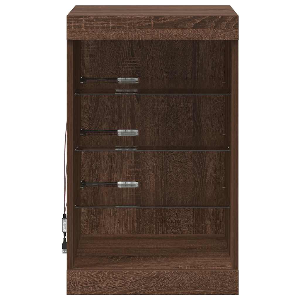 Sideboard with LED Lights Brown Oak 41x37x67 cm