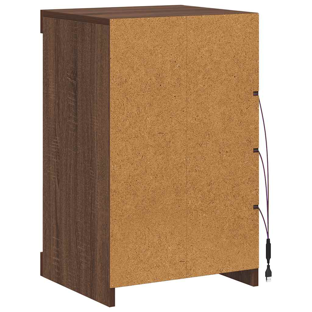 Sideboard with LED Lights Brown Oak 41x37x67 cm
