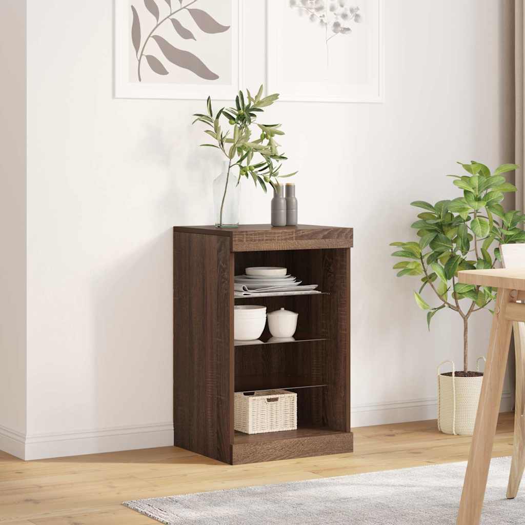Sideboard with LED Lights Brown Oak 41x37x67 cm