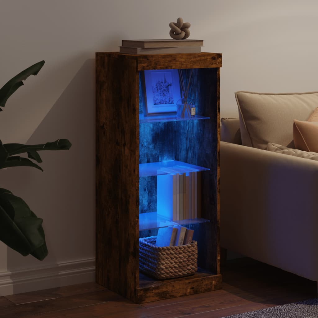 Sideboard with LED Lights Smoked Oak 41x37x100 cm