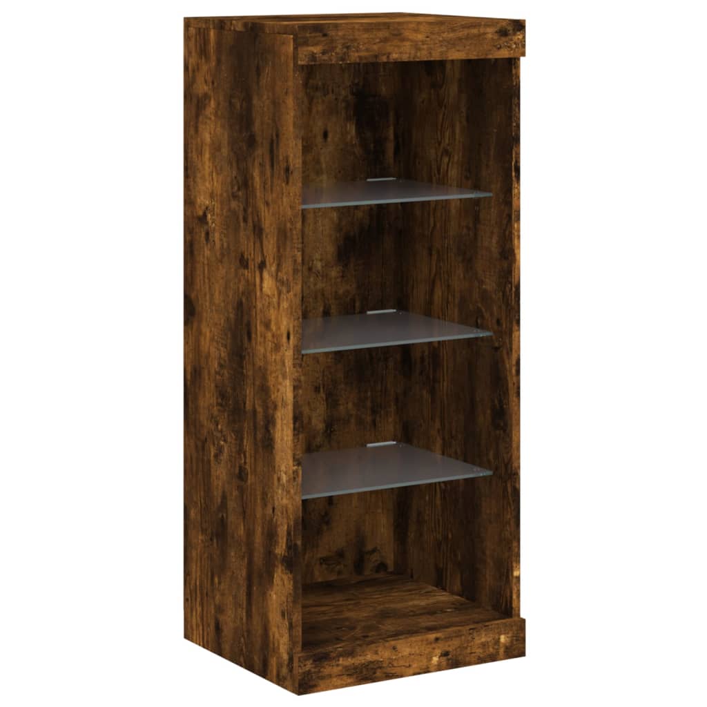 Sideboard with LED Lights Smoked Oak 41x37x100 cm