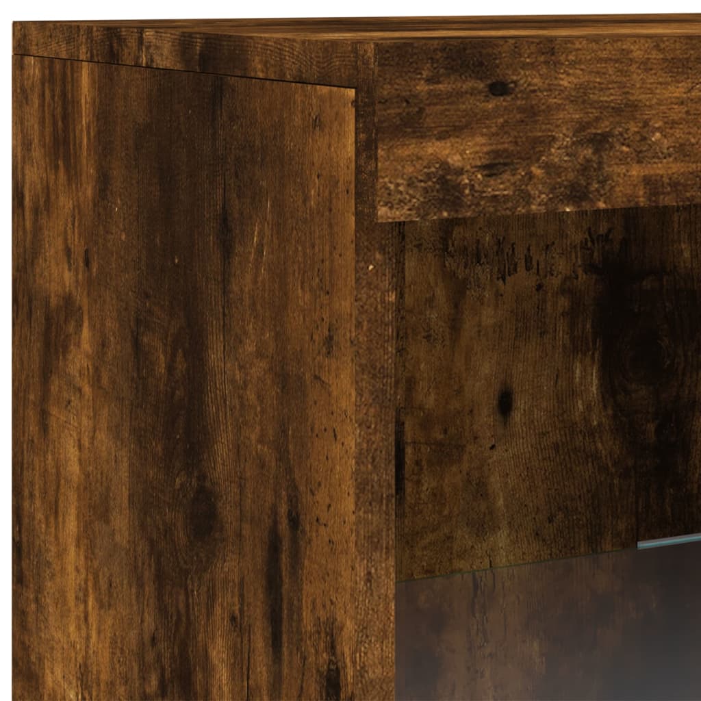 Sideboard with LED Lights Smoked Oak 41x37x100 cm