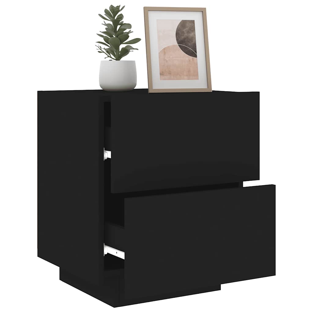 Bedside Cabinet | Set of 2 | Black | Engineered wood | Standard