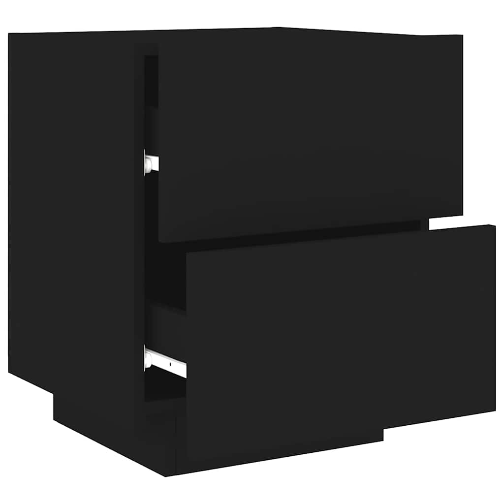 Bedside Cabinet | Set of 2 | Black | Engineered wood | Standard
