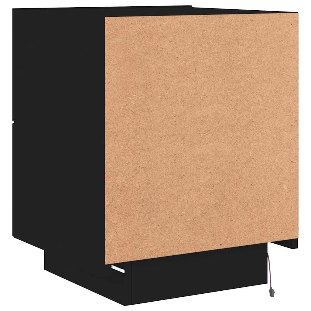 Bedside Cabinet | Set of 2 | Black | Engineered wood | Standard