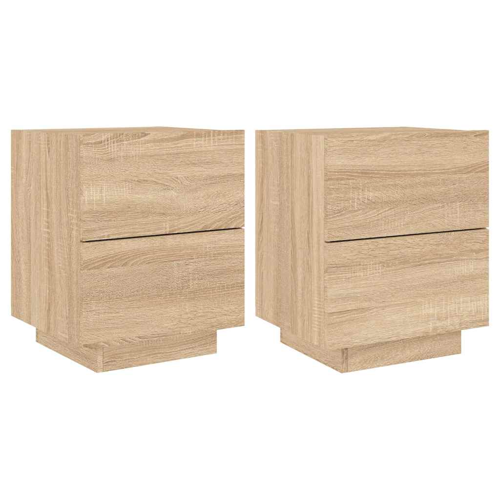 Bedside Cabinets with LED Lights 2 pcs Sonoma Oak