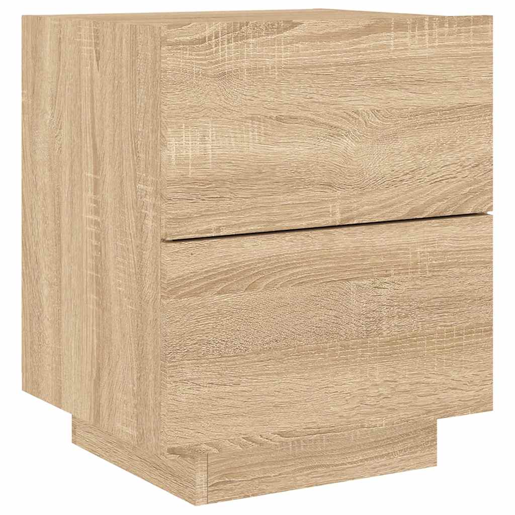 Bedside Cabinets with LED Lights 2 pcs Sonoma Oak