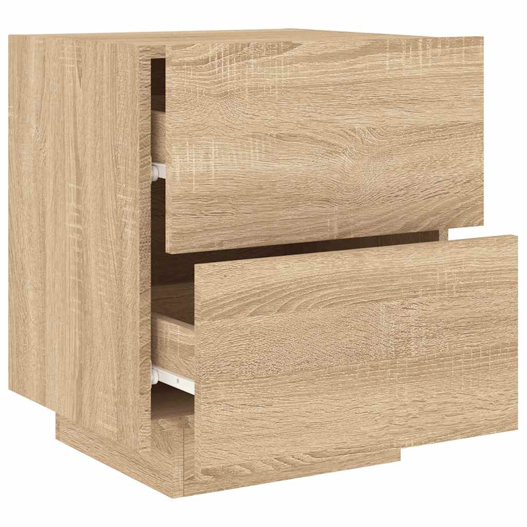 Bedside Cabinets with LED Lights 2 pcs Sonoma Oak