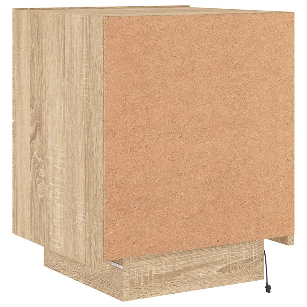 Bedside Cabinets with LED Lights 2 pcs Sonoma Oak