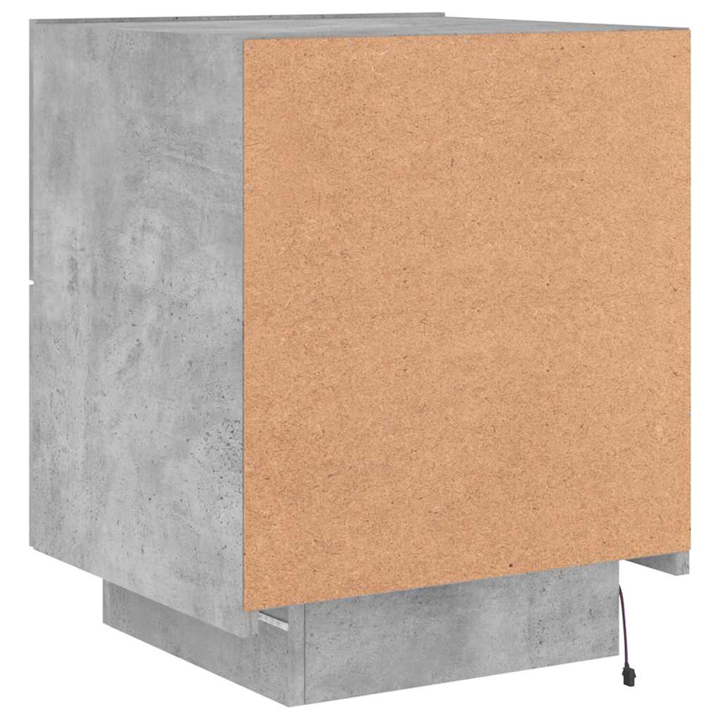 Bedside Cabinets with LED Lights 2 pcs Concrete Grey Engineered Wood