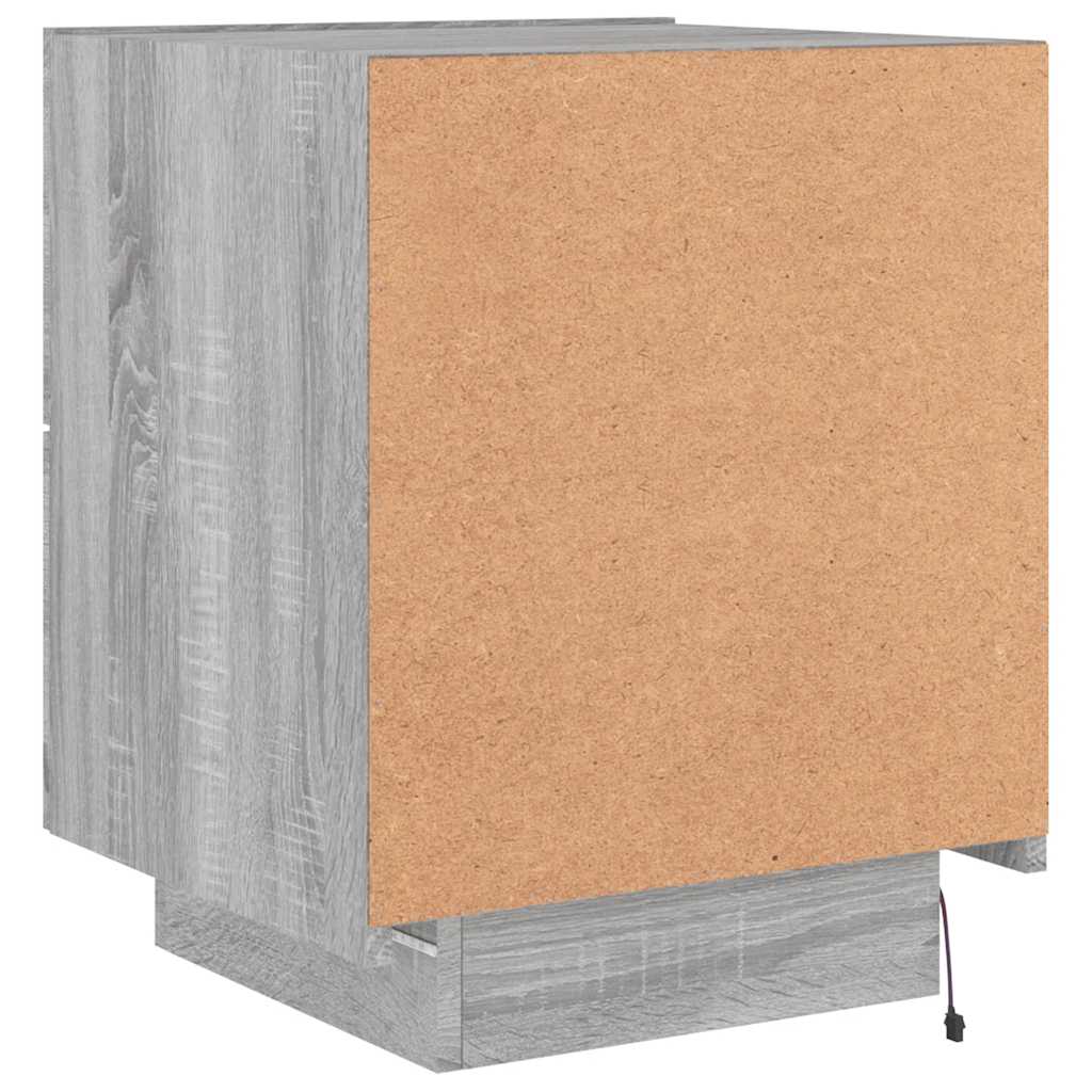 Bedside Cabinet with LED Lights Grey Sonoma Engineered Wood