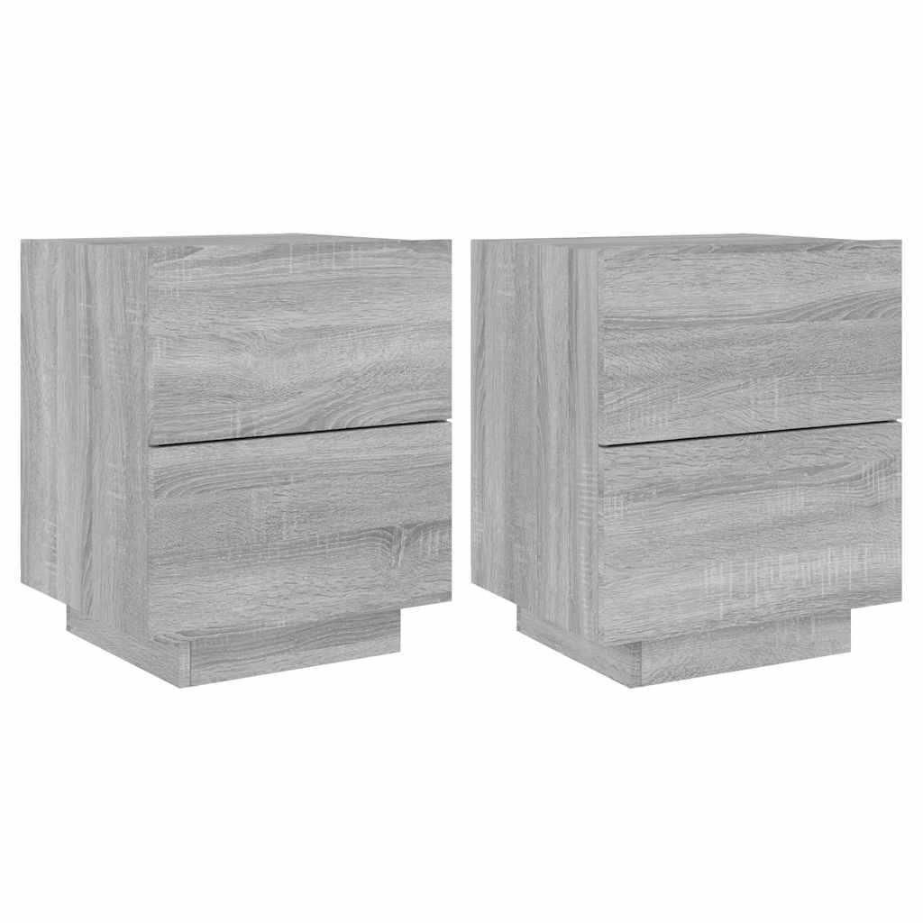 Bedside Cabinets with LED Lights 2 pcs Grey Sonoma