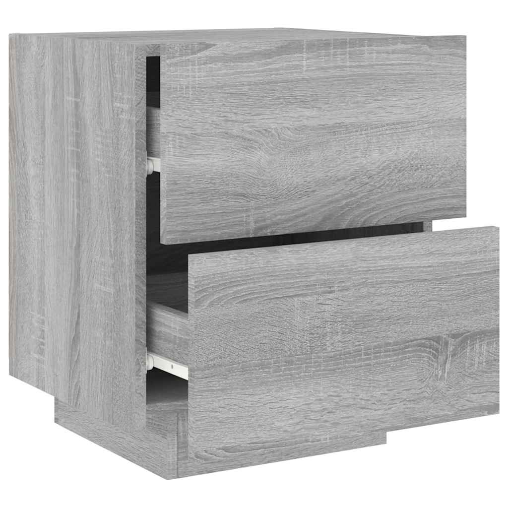 Bedside Cabinets with LED Lights 2 pcs Grey Sonoma