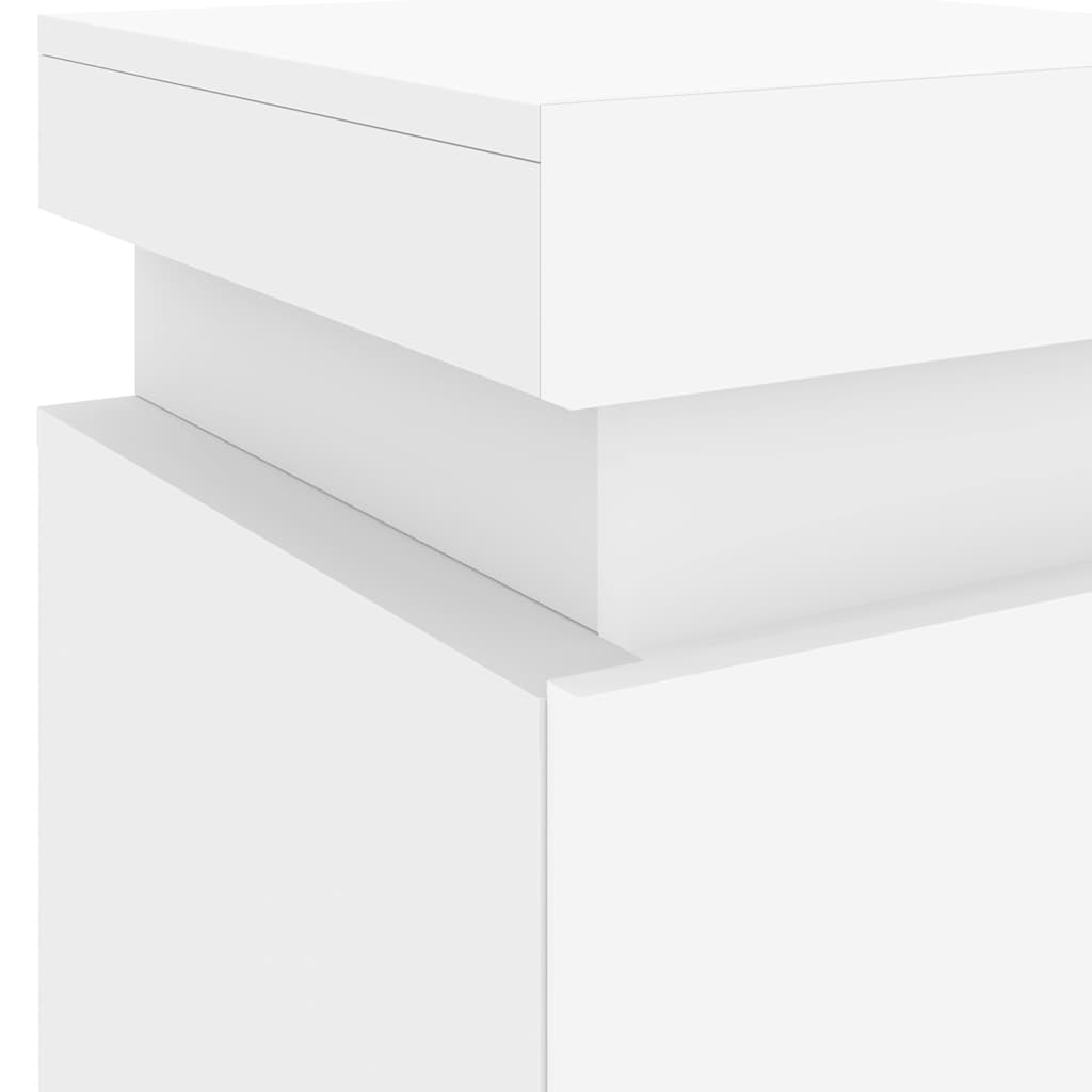 Bedside Cabinet with LED Lights White 35x39x55 cm