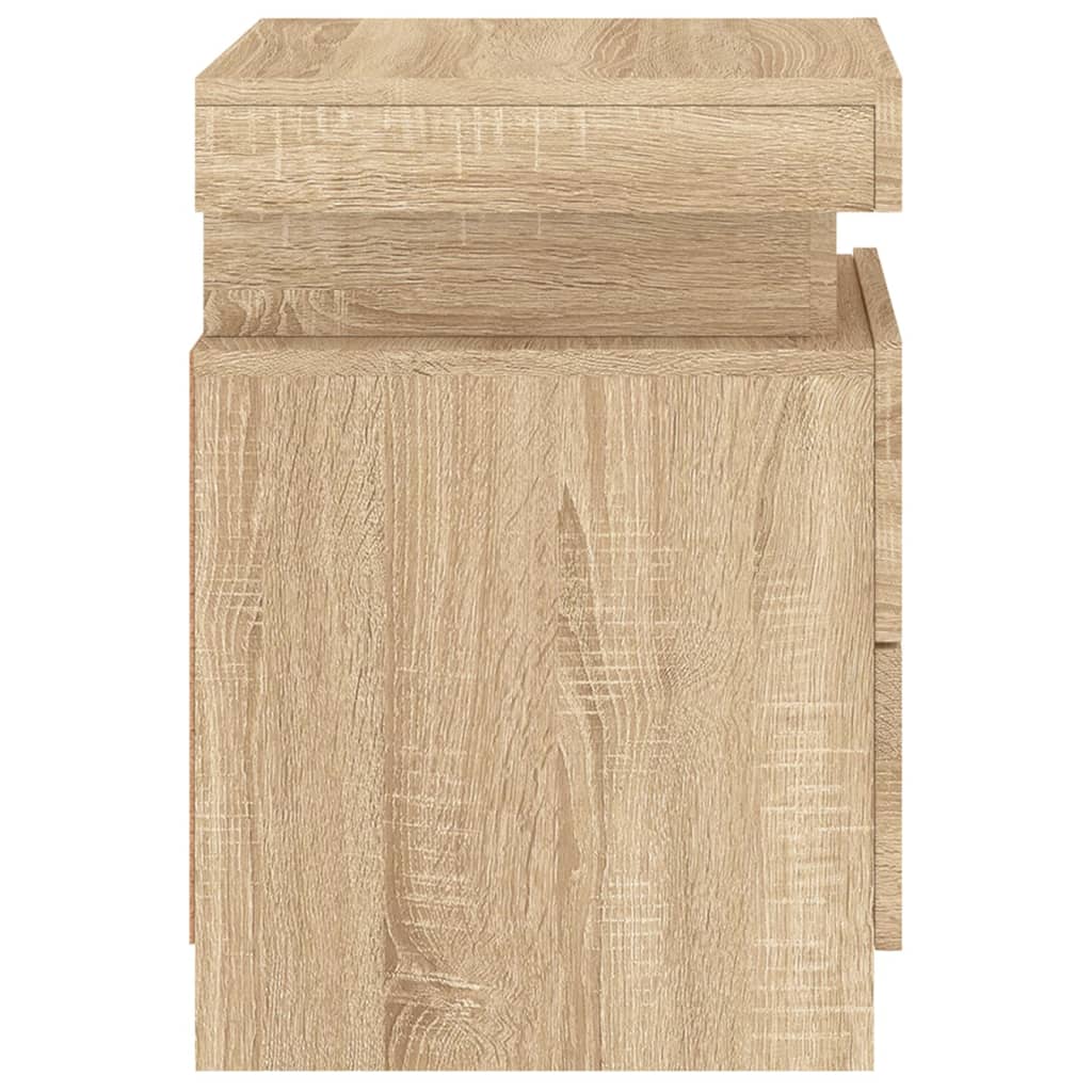 vidaXL Bedside Cabinet with LED Lights Sonoma Oak 35x39x55 cm