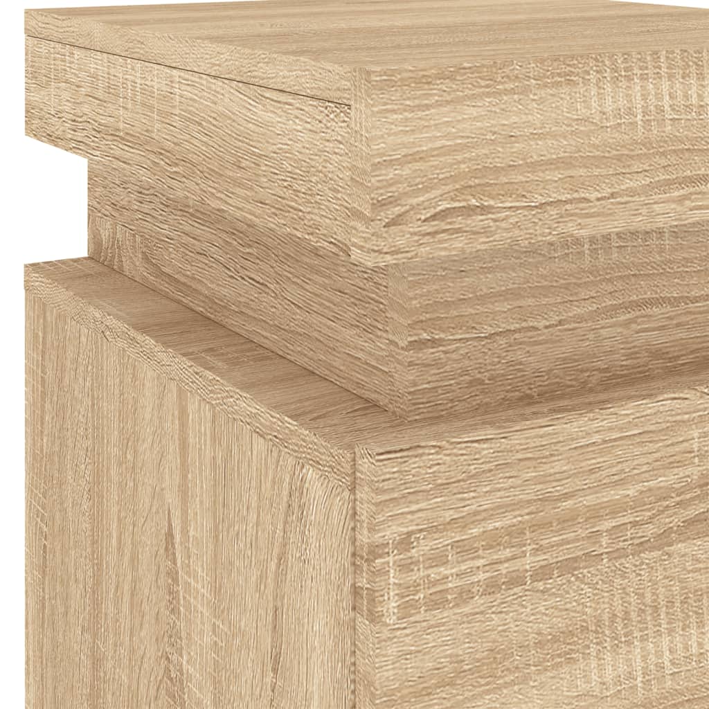 vidaXL Bedside Cabinet with LED Lights Sonoma Oak 35x39x55 cm