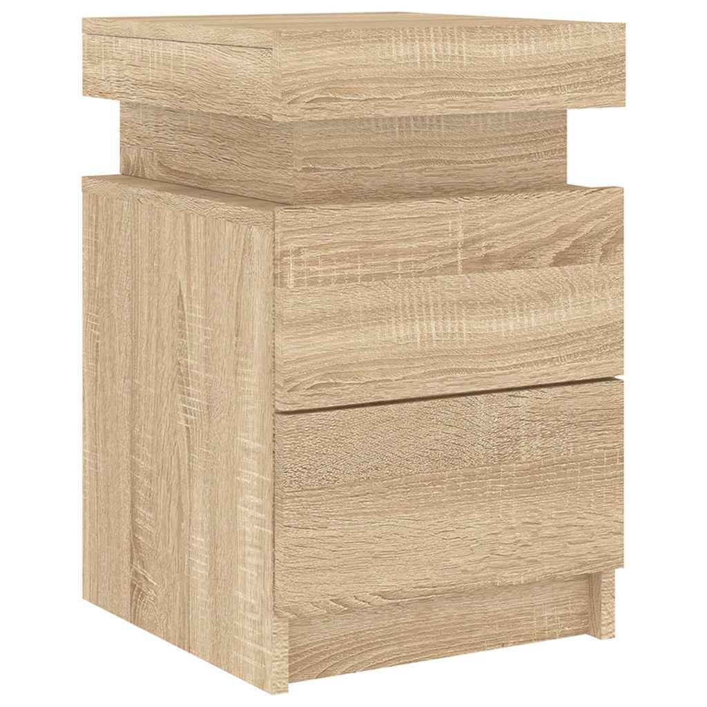 Bedside Cabinets with LED Lights 2 pcs Sonoma Oak 35x39x55 cm