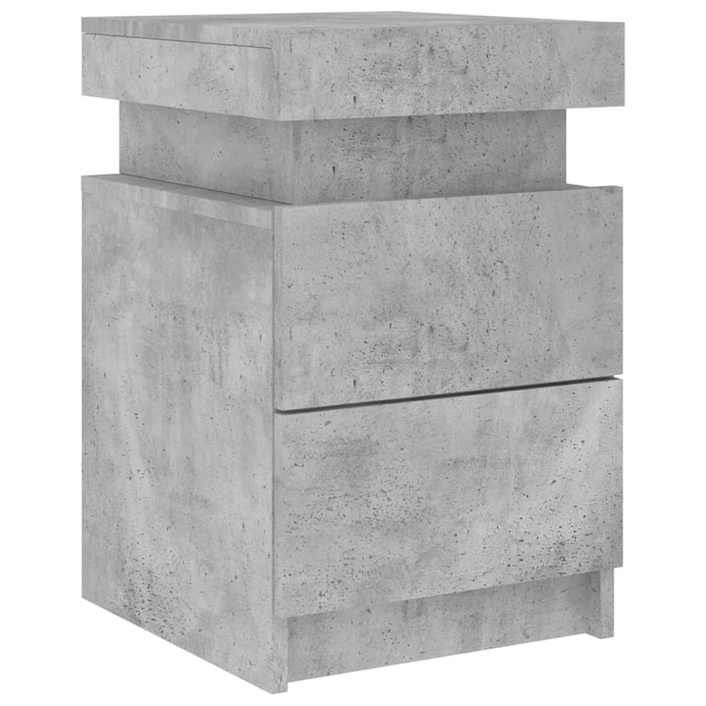 vidaXL Bedside Cabinets with LED Lights 2 pcs Concrete Grey 35x39x55 cm