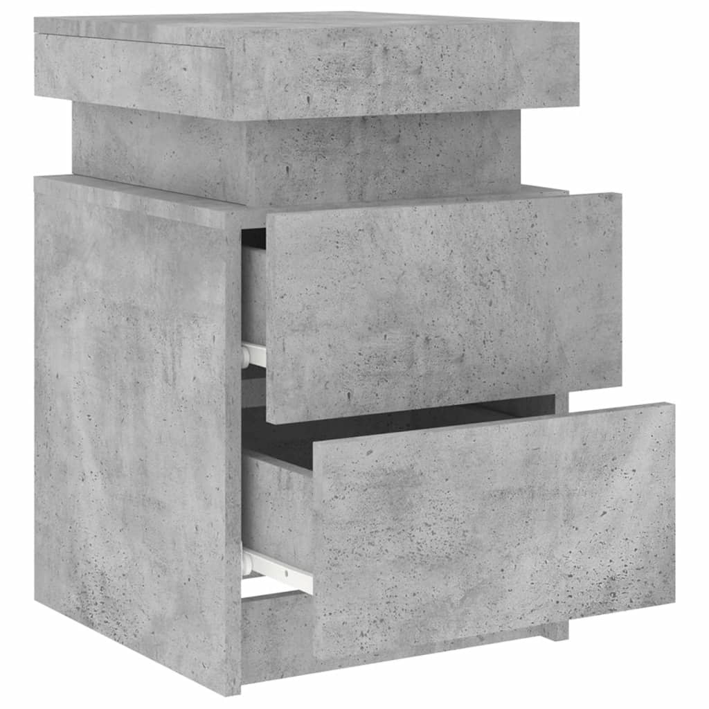 vidaXL Bedside Cabinets with LED Lights 2 pcs Concrete Grey 35x39x55 cm