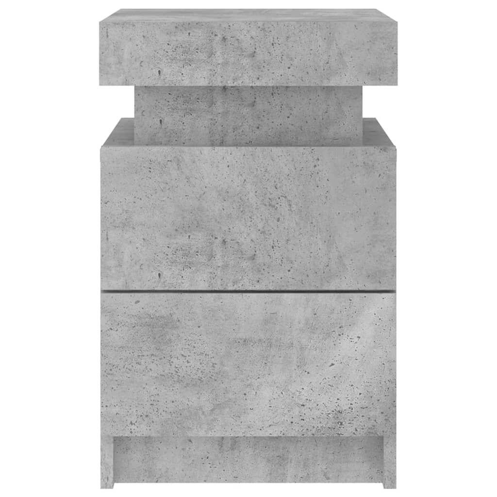 vidaXL Bedside Cabinets with LED Lights 2 pcs Concrete Grey 35x39x55 cm