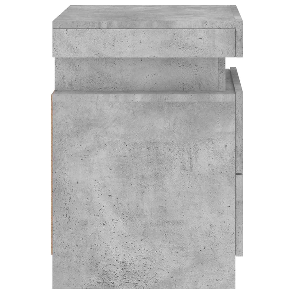 vidaXL Bedside Cabinets with LED Lights 2 pcs Concrete Grey 35x39x55 cm