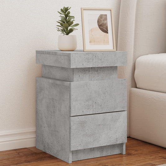 vidaXL Bedside Cabinets with LED Lights 2 pcs Concrete Grey 35x39x55 cm