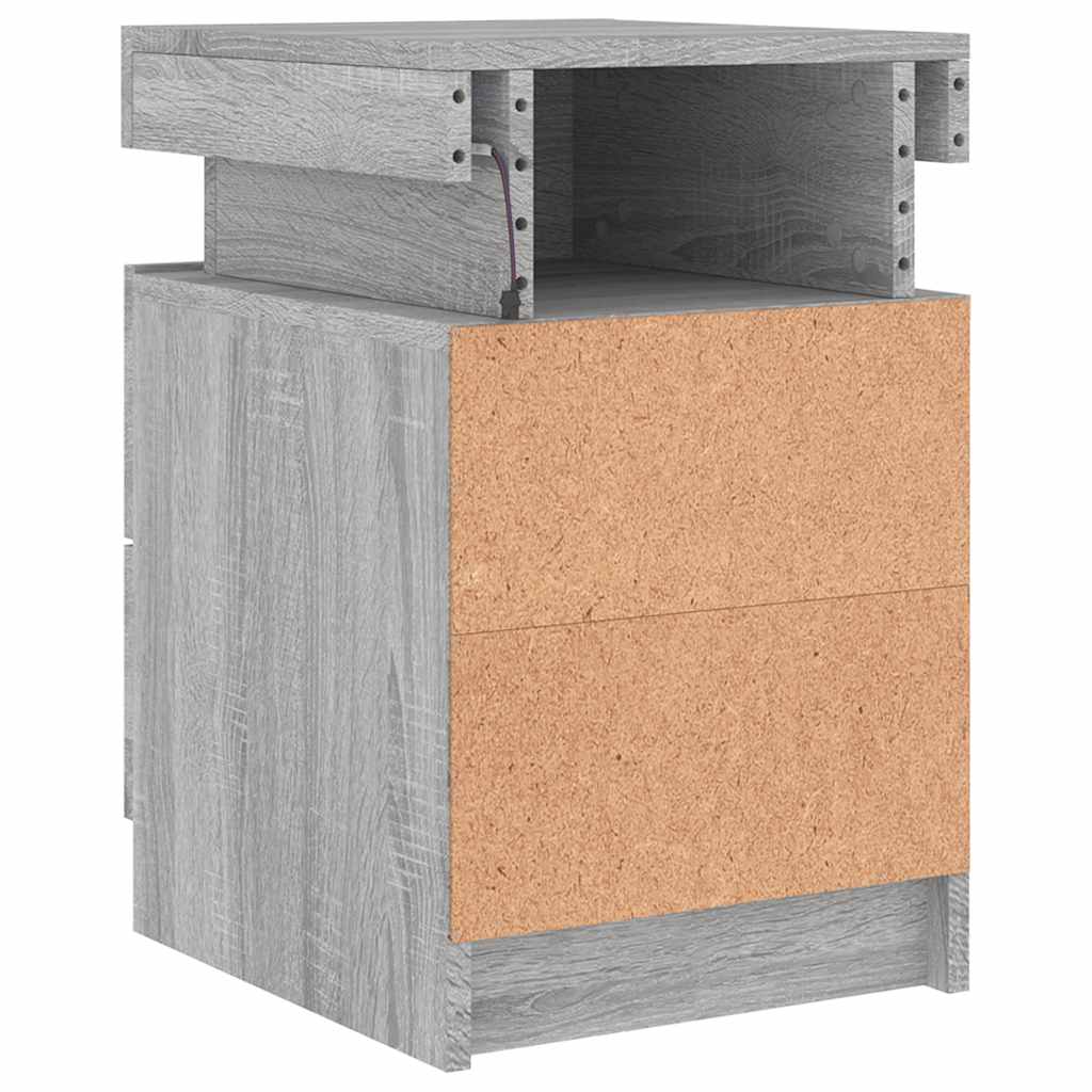 Bedside Cabinets with LED Lights 2 pcs Grey Sonoma 35x39x55 cm