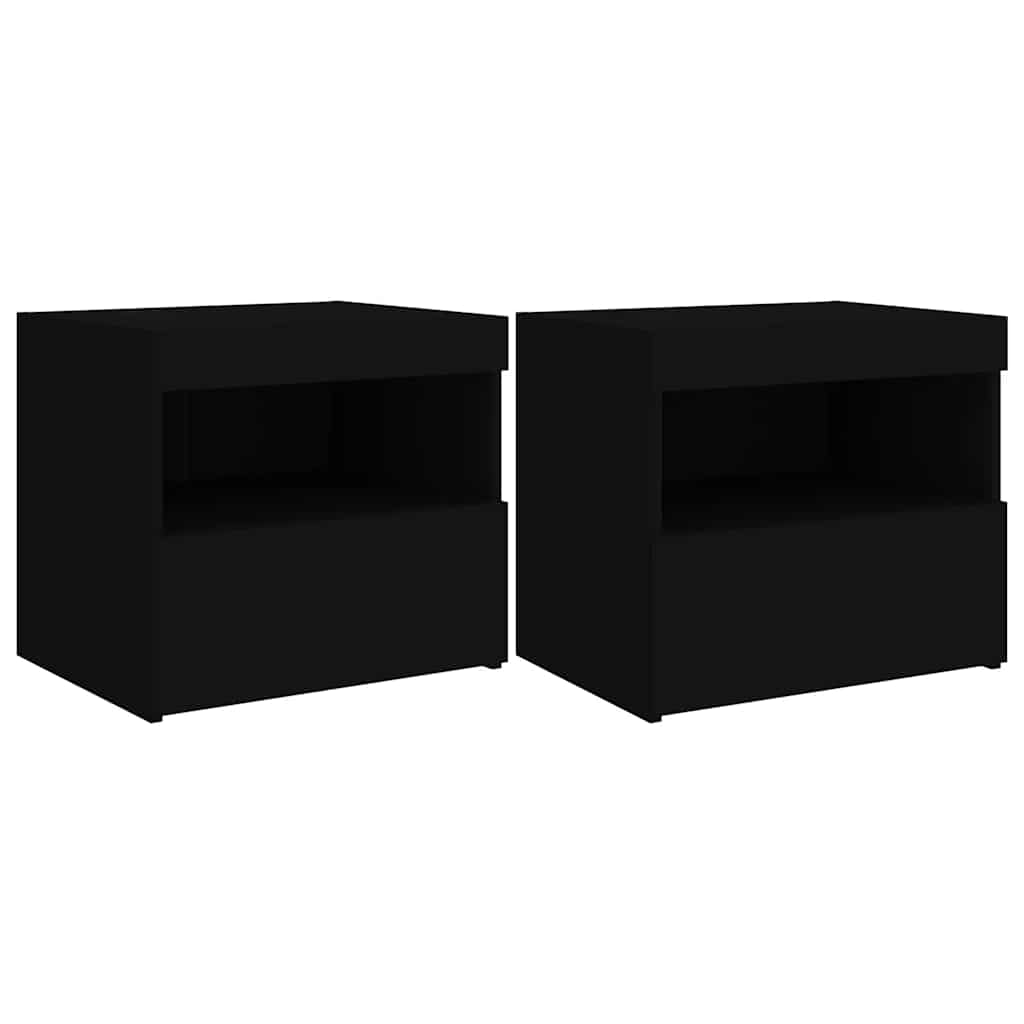 Bedside Cabinet | Set of 2 | Black | Engineered wood | Medium