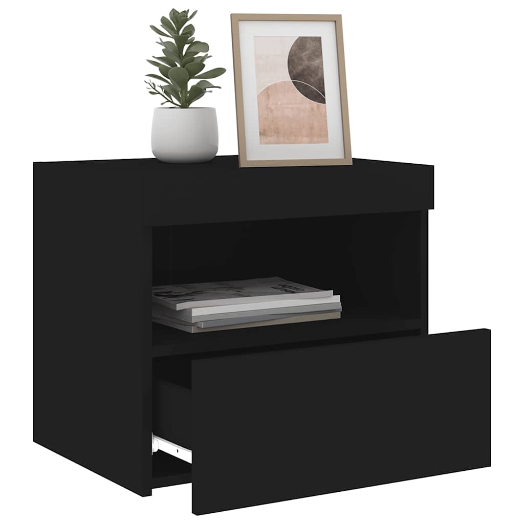 Bedside Cabinet | Set of 2 | Black | Engineered wood | Medium