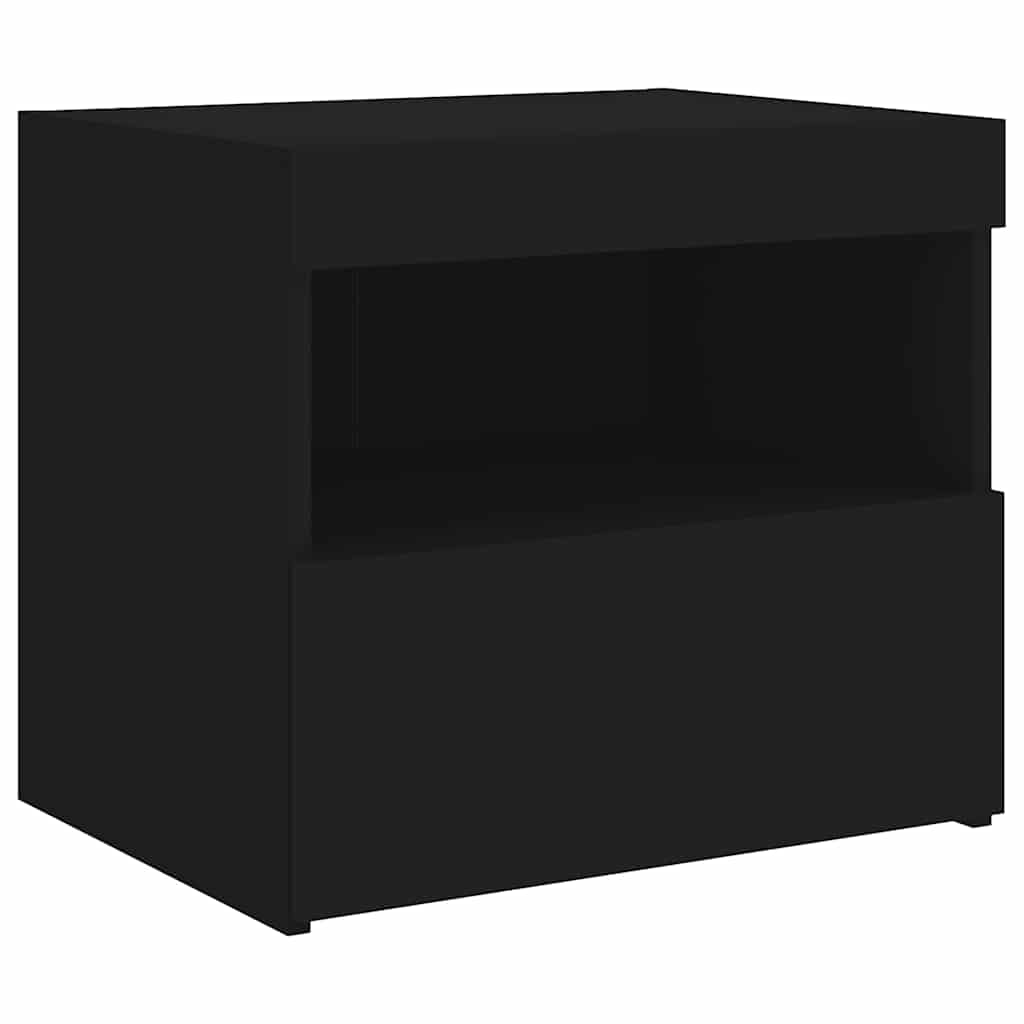 Bedside Cabinet | Set of 2 | Black | Engineered wood | Medium
