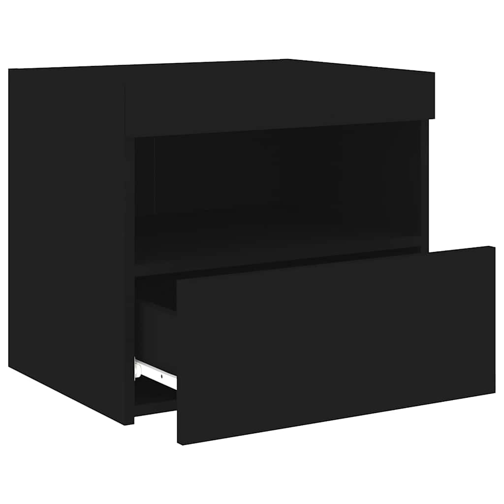 Bedside Cabinet | Set of 2 | Black | Engineered wood | Medium