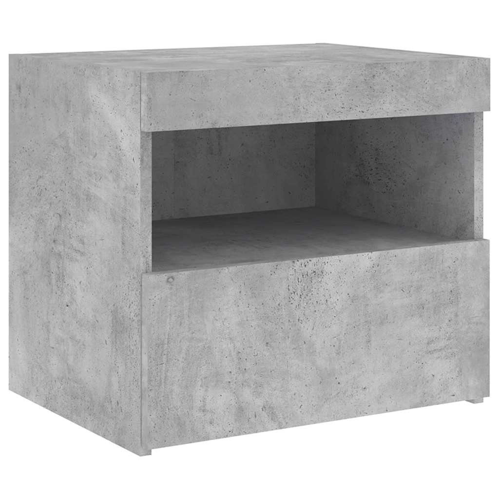 Bedside Cabinets with LED Lights 2 pcs Concrete Grey 50x40x45cm
