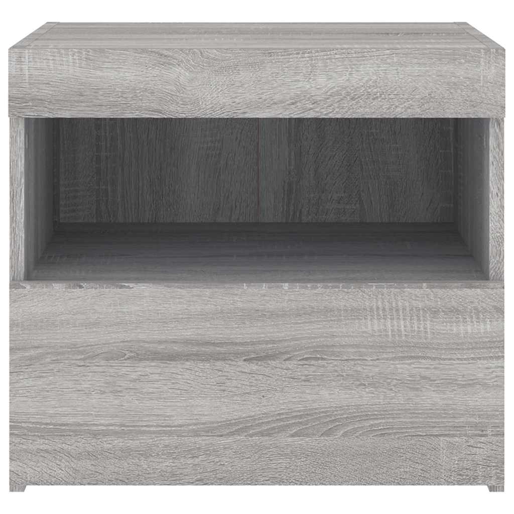 Bedside Cabinet with LED Lights Grey Sonoma 50x40x45 cm