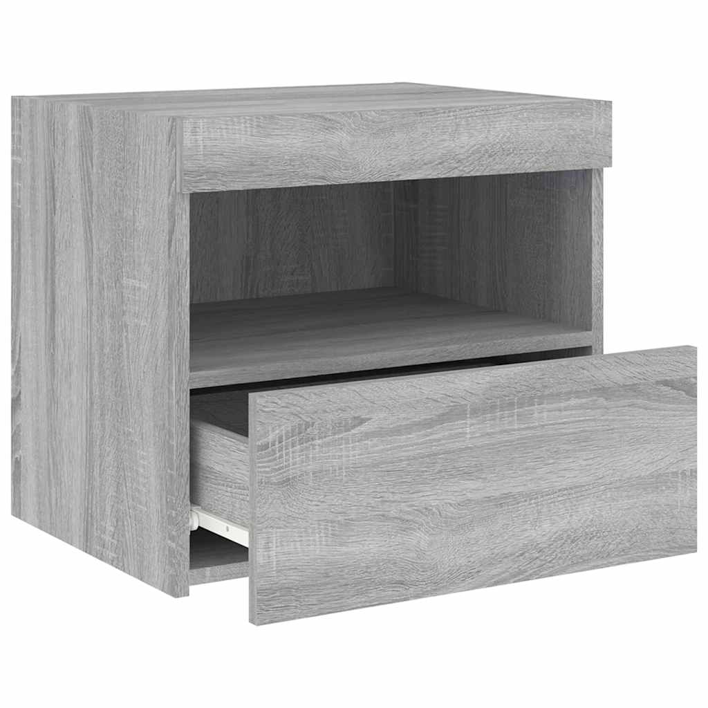 Bedside Cabinets with LED Lights 2 pcs Grey Sonoma 50x40x45 cm