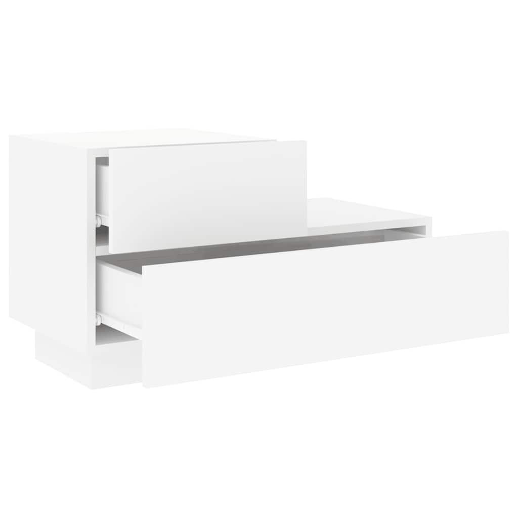 Bedside Cabinet with LED Lights White 70x36x40,5 cm