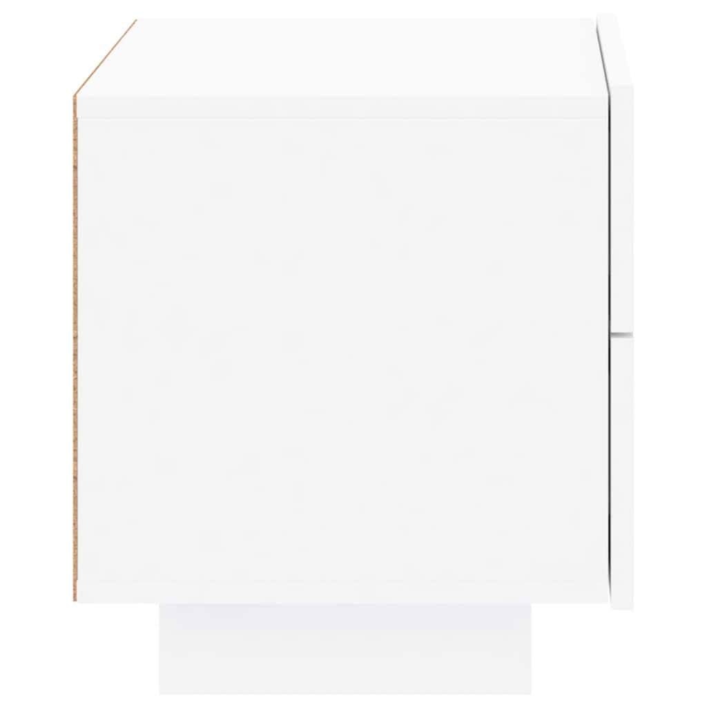 Bedside Cabinet with LED Lights White 70x36x40,5 cm
