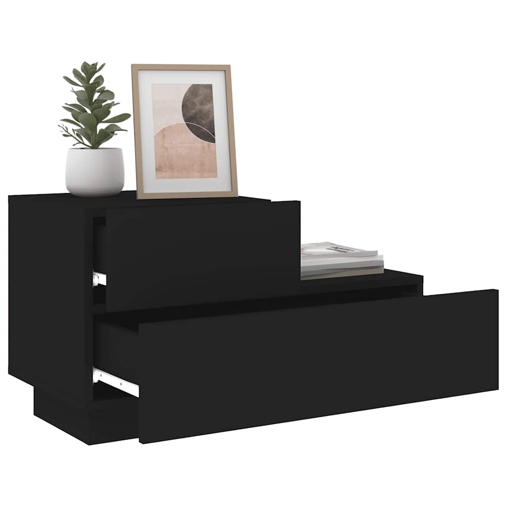 Bedside Cabinet | Black | Engineered wood | Bedside Cabinet | Rectangular