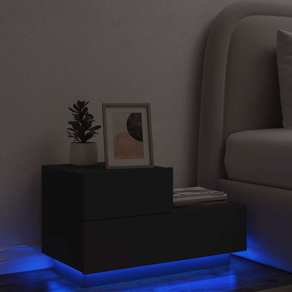 Bedside Cabinet | Black | Engineered wood | Bedside Cabinet | Rectangular