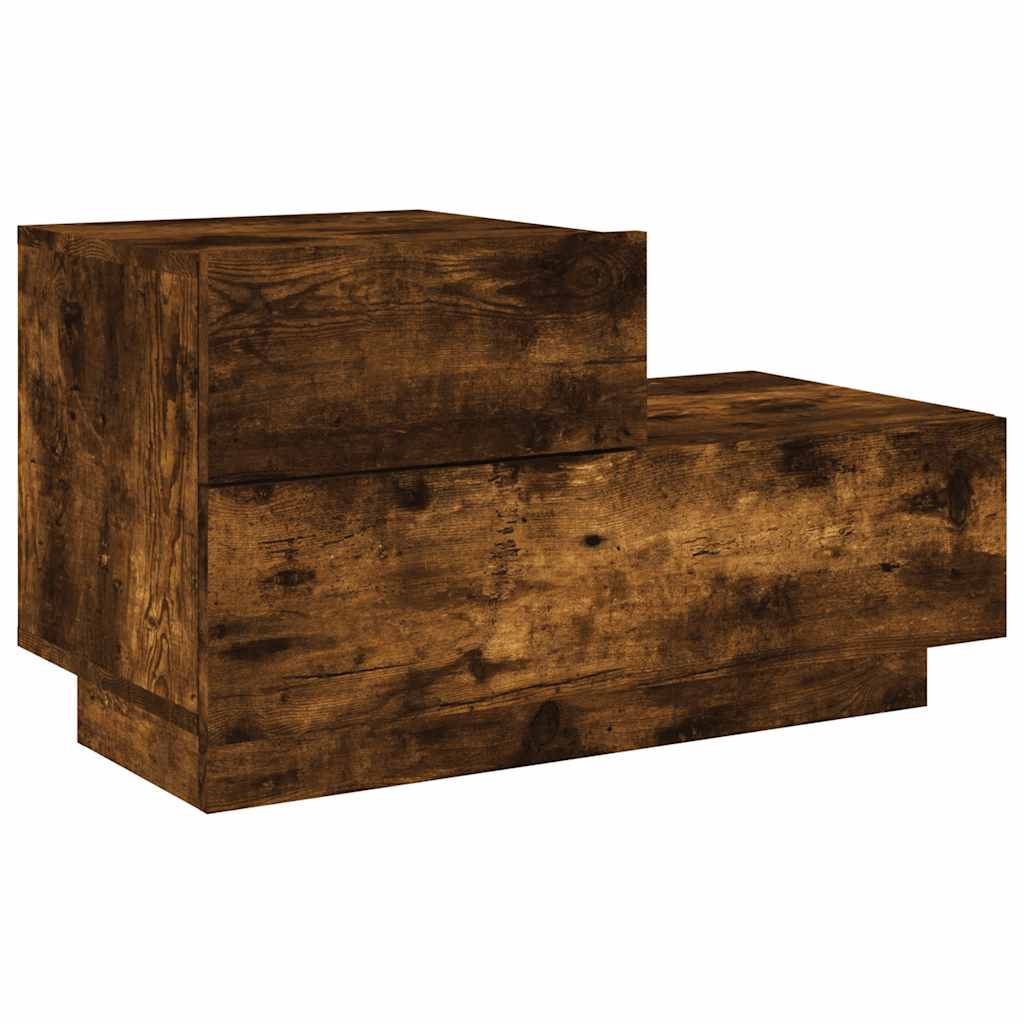 Bedside Cabinet with LED Lights Smoked Oak 70x36x40,5 cm