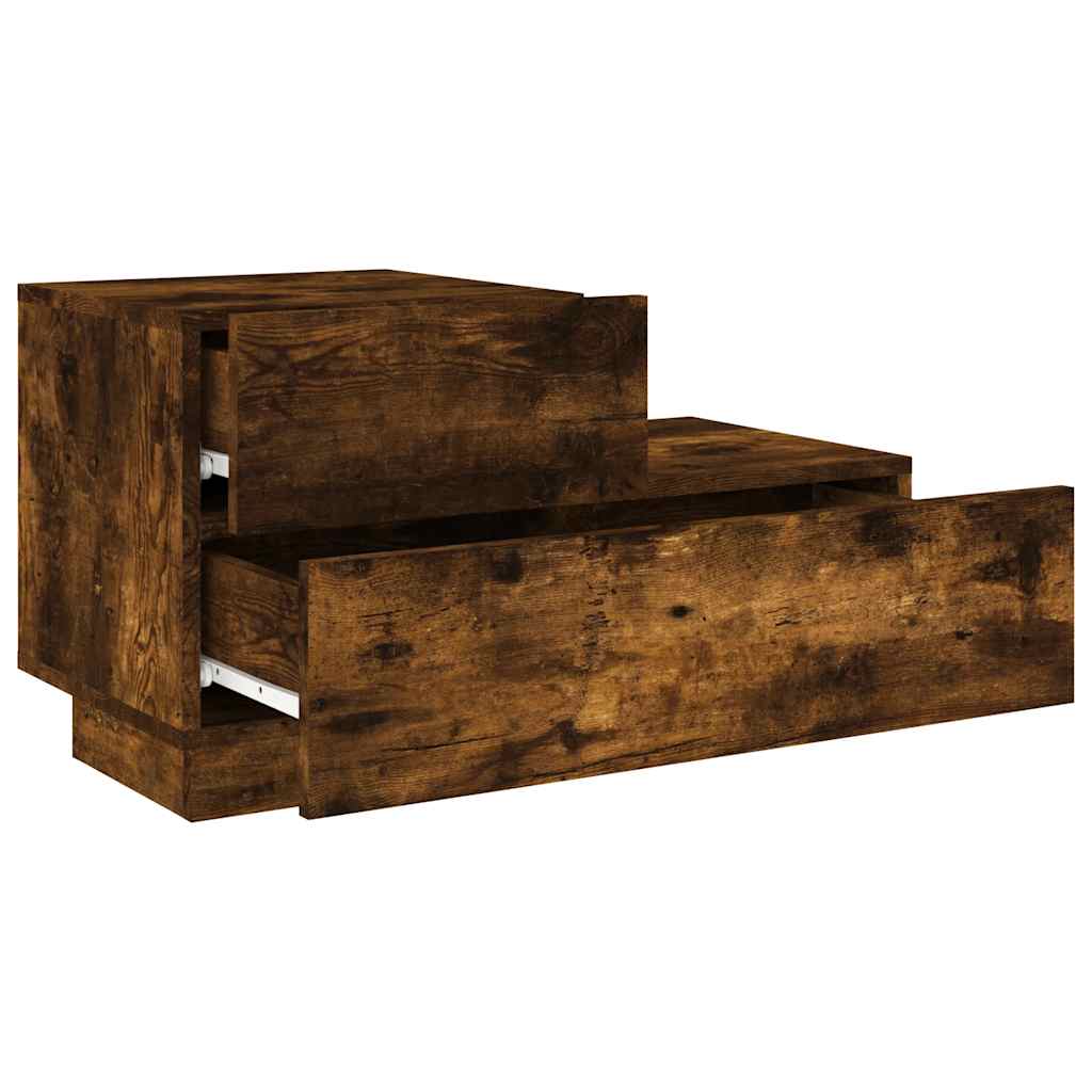Bedside Cabinet with LED Lights Smoked Oak 70x36x40,5 cm
