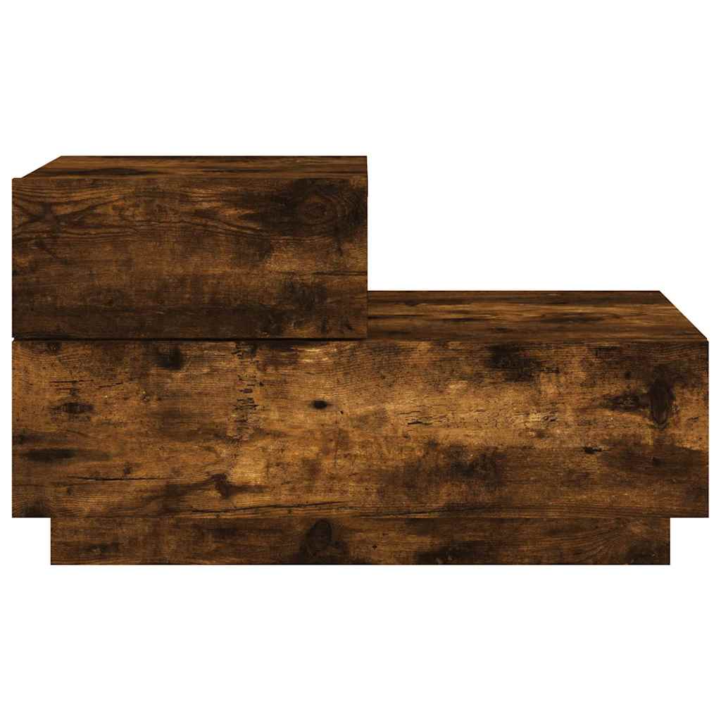 Bedside Cabinet with LED Lights Smoked Oak 70x36x40.5 cm