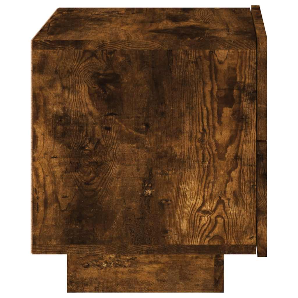 Bedside Cabinet with LED Lights Smoked Oak 70x36x40,5 cm