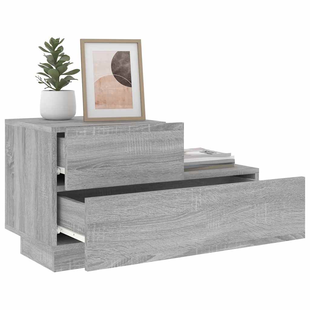 Bedside Cabinet with LED Lights Grey Sonoma 70x36x40.5 cm