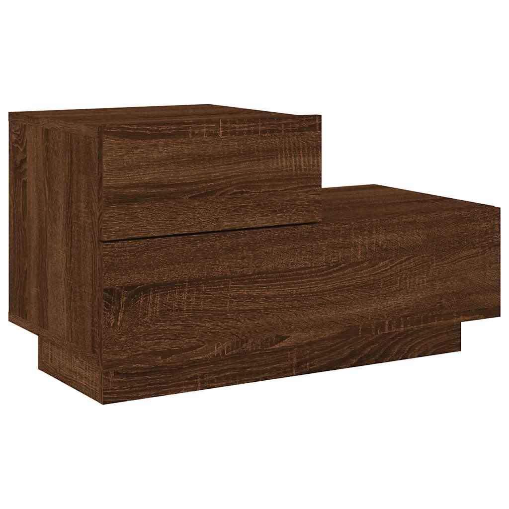 Bedside Cabinet with LED Lights Brown Oak 70x36x40,5 cm